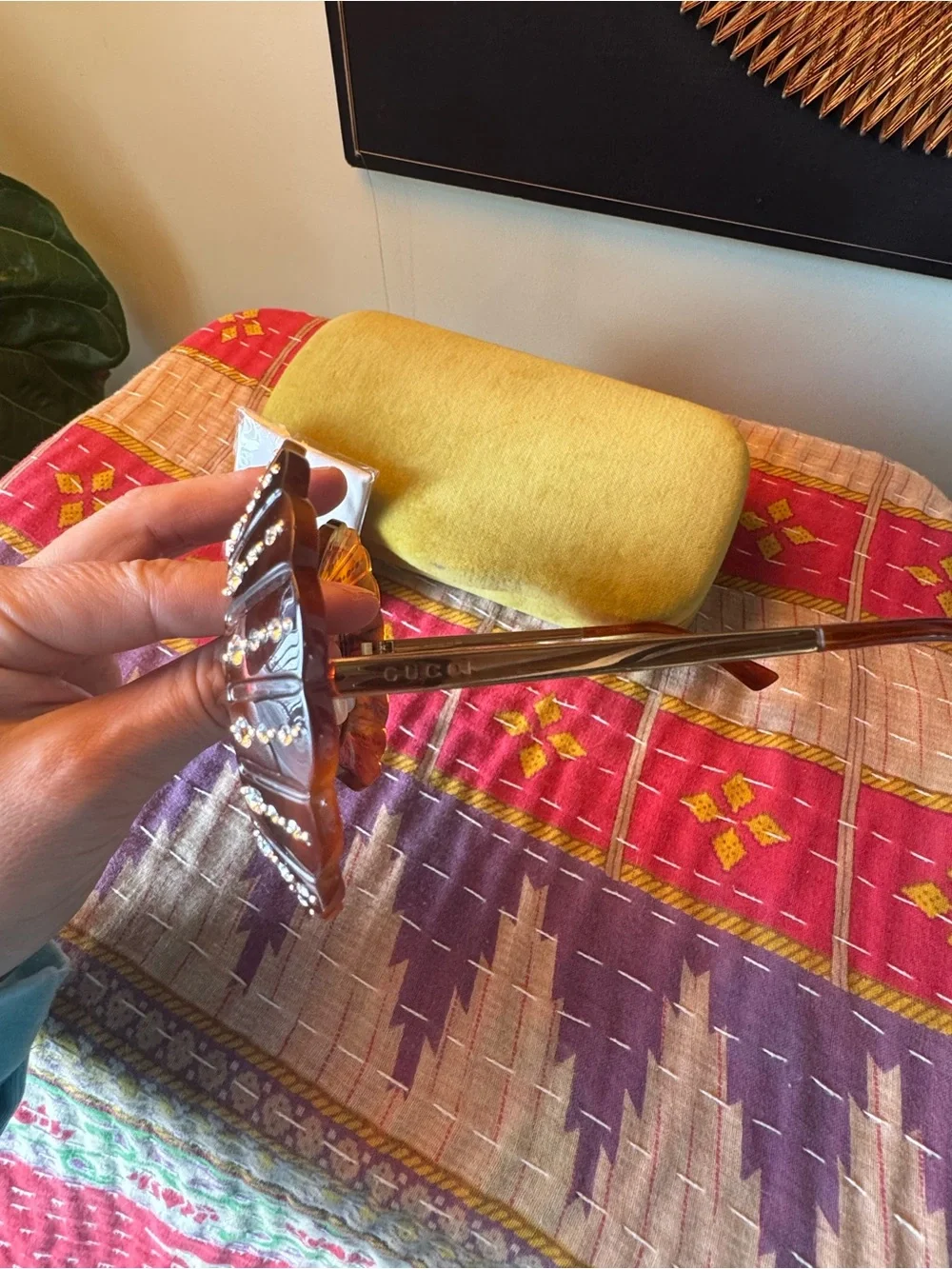 Incredibly Rare Limited Edition Gucci Tartarugato Shell Crystal Sunglasses